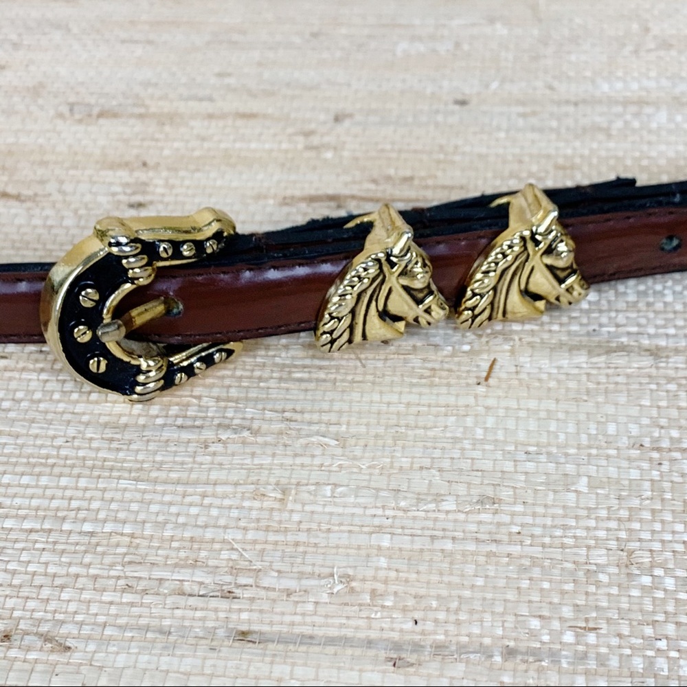 Vintage Ellen Tracy Patent Lthr Equine Skinny Belt